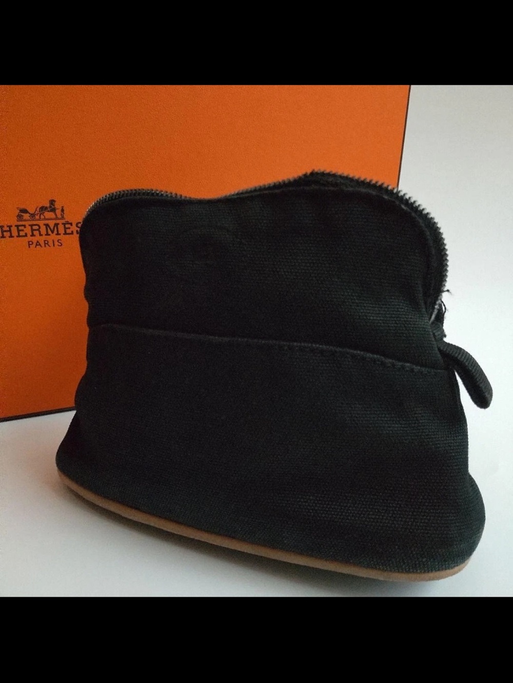 Hermes Black Canvas Men's Toiletry Pouch